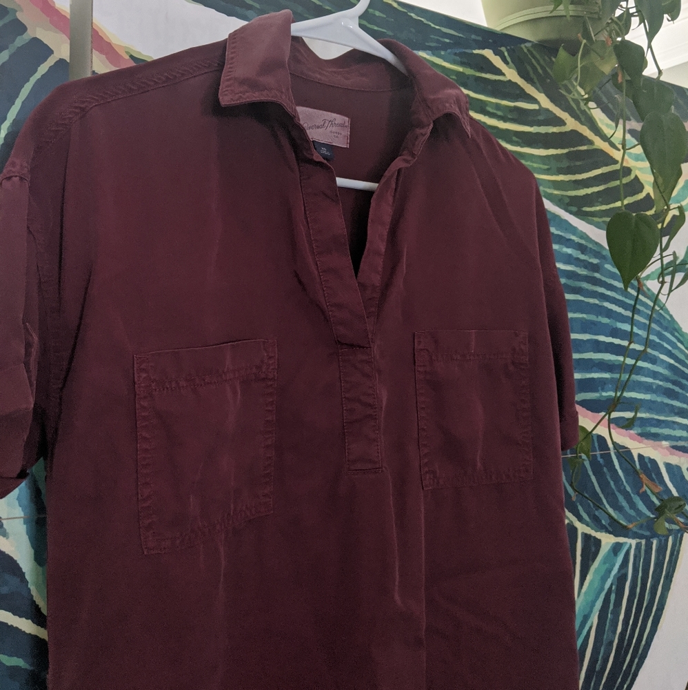 Comfy Wine Shirt Dress